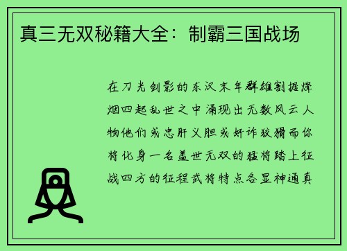 真三无双秘籍大全：制霸三国战场